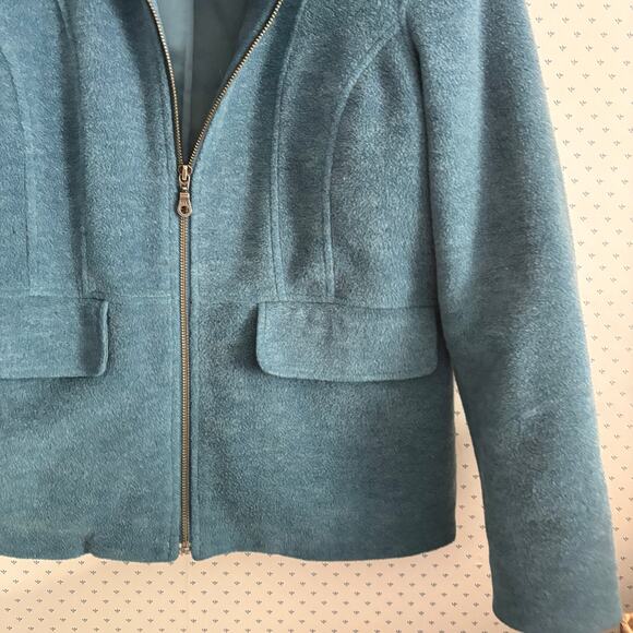 LL Bean Wool Hooded Coat S SP PS Blue Jacket Faux Fur Prep Old Money L.L. Bean - Picture 4 of 6